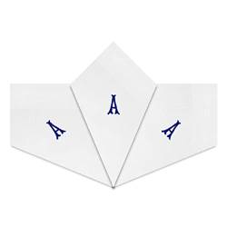 Herren-Taschentücher mit weißen Satin-Bordüre, mit blauen bestickten Initialen, 3 Stück, a von Warwick & Vance