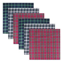 Taschentücher mit Schottenkaro-Muster, 100 % Baumwolle, 40 x 40 cm, 6 Stück, Blau / Grün / Rot, tartan, Einheitsgröße von Warwick & Vance