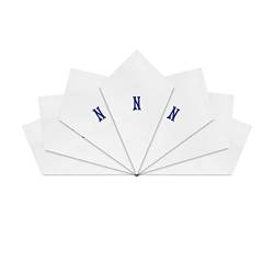 Warwick & Vance 7 Stück weiße Satin-Taschentücher mit blauen bestickten Initialen, N von Warwick & Vance