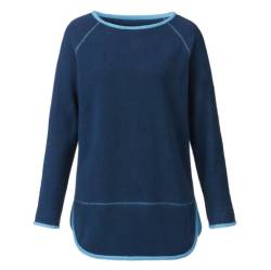 Fleece-Pullover mit Kontrastkanten aus reiner Bio-Baumwolle, nachtblau/jeansblau von Waschbär