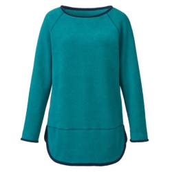Fleece-Pullover mit Kontrastkanten aus reiner Bio-Baumwolle, petrol/nachtblau von Waschbär