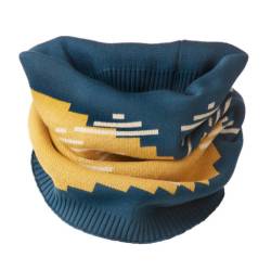 Loop-Schal aus Bio-Baumwolle mit Merinowolle, atlantik gemustert von Waschbär