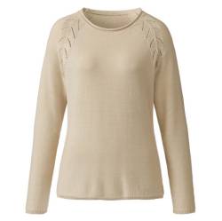 Pullover mit Ajourdetail aus reiner Bio-Baumwolle, beige von Waschbär