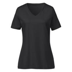 T-Shirt mit V-Ausschnitt aus reiner Bio-Baumwolle, schwarz von Waschbär