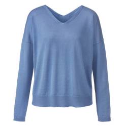 V-Pullover aus Leinen und TENCEL™, taubenblau von Waschbär