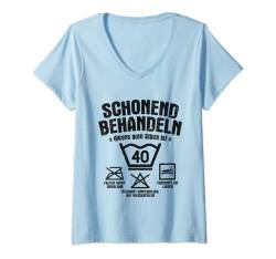 Damen Dieses Gute Stück Ist 40 Schonend Behandeln 40. Geburtstag T-Shirt mit V-Ausschnitt von Waschetikett Geburtstag Motive für Damen & Herren