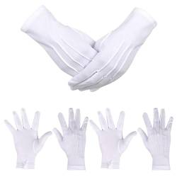 Wasuqo 2 Paar Weiß Handschuhe Weiße mit Druckknopf weiße handschuhe schützenfest Hochwertiger Stoff für Mann Polizei Formelle Smokings Zeremonielle Teamuniformen Weihnachtsmann von Wasuqo