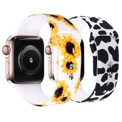 Watbro Armband kompatibel mit Apple Watch, Kuhmuster, 49 mm, 45 mm, 44 mm, 42 mm, 41 mm, 40 mm, 38 mm, für Damen, kuhmarmoriert, Leopardenmuster, batikfarbenes Silikonband für iWatch Ultra Serie von Watbro