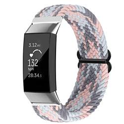 Watbro Elastisches, geflochtenes Band, kompatibel mit Fitbit Charge 3/Fitbit Charge 4, geflochtenes Band, atmungsaktiv, elastisch, weiches Nylon, verstellbares Sport-Ersatzband für Fitbit Charge von Watbro