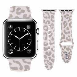 Watbro Ersatzband kompatibel mit Apple Watch, Leopardenmuster, 49 mm, 45 mm, 44 mm, 42 mm, 41 mm, 40 mm, 38 mm, Armband für Damen, süßes Leopardenmuster, Silikonband für iWatch Ultra Serie von Watbro