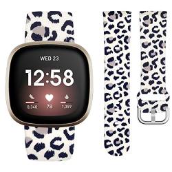 Watbro Kompatibel mit Leopardenmuster Fitbit Sense/Versa 4/Sense 2/Versa 3 Armbänder für Damen, niedliches Leopardenmuster, Silikon-Ersatzband für Fitbit Sense/Sense 2/Versa 4/Versa 3 Smartwatch für von Watbro