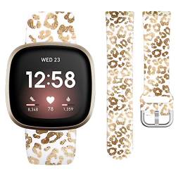 Watbro Kompatibel mit Leopardenmuster Fitbit Sense/Versa 4/Sense 2/Versa 3 Armbänder für Damen, niedliches Leopardenmuster, Silikon-Ersatzband für Fitbit Sense/Sense 2/Versa 4/Versa 3 Smartwatch für von Watbro