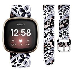 Watbro Kompatibel mit Leopardenmuster Fitbit Sense/Versa 4/Sense 2/Versa 3 Armbänder für Damen, niedliches Leopardenmuster, Silikon-Ersatzband für Fitbit Sense/Sense 2/Versa 4/Versa 3 Smartwatch für von Watbro