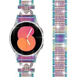 Watbro Metall-Uhrenarmband, kompatibel mit Samsung Galaxy Watch 4 / 5 / 6, 40 mm, 44 mm, 20 mm, mit Glitzer-Displayschutzfolie, luxuriöses D-förmiges Uhrenarmband für Damen von Watbro