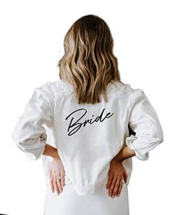 Pearl Bride Jeansjacke Custom Mrs Bride Bachelorette Jacke Junggesellinnenabschied Geschenk, Weiß, X-Large von Watchify