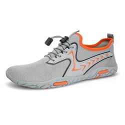 Badeschuhe Herren Damen Barfußschuhe Wasserschuhe Schwimmschuhe Strandschuhe für Surfen,Tauchen,Bootfahren,Gymnastik Fitness (91 grau orange, 42EU) von WateLves