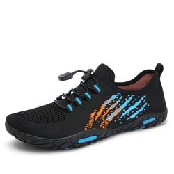 Badeschuhe Herren Damen Barfußschuhe Wasserschuhe Schwimmschuhe Strandschuhe für Surfen,Tauchen,Bootfahren,Gymnastik Fitness (Schwarz Blau 63, 42EU) von WateLves