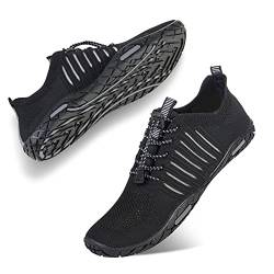 Badeschuhe Herren Damen Barfußschuhe Wasserschuhe Schwimmschuhe Strandschuhe für Surfen,Tauchen,Bootfahren,Gymnastik Fitness (V24 Schwarz, 40EU) von WateLves