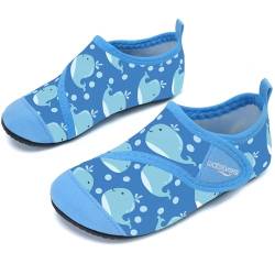 Badeschuhe Strandschuhe Schwimmschuhe Wasserschuhe Junge Baby Aquaschuhe Schnell Trocknend Barfuss Schuh für Kinder Beach Pool（Wale Blau 24/25） von WateLves