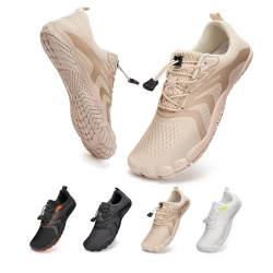 Barfußschuhe Traillaufschuhe Herren Damen Wasserschuhe Bades Barfusss Schwimms Strands Schnell Trocknend Atmungsaktiv rutschfest Unisex(Beige 43)-1 von WateLves