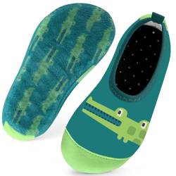 Kinder Badeschuhe Schwimmschuhe Wasserschuhe Jungen Baby Strandschuhe Aquaschuhe Schnell Trocknend für Beach Pool(Crocodiles Grün18/19) von WateLves