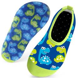 Kinder Badeschuhe Schwimmschuhe Wasserschuhe Jungen Baby Strandschuhe Aquaschuhe Schnell Trocknend für Beach Pool(Dinosaurs Blau20/21) von WateLves