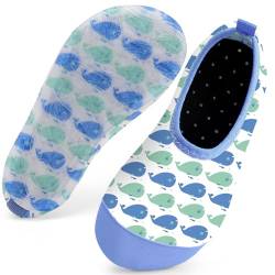 Kinder Badeschuhe Schwimmschuhe Wasserschuhe Mädchen Baby Strandschuhe Aquaschuhe Schnell Trocknend für Beach Pool(Walfisch Blau26/27) von WateLves