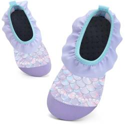 Kinder Badeschuhe Schwimmschuhe Wasserschuhe Mädchen Baby Strandschuhe Aquaschuhe Schnell Trocknend für Beach Pool(YL Violett32/33) von WateLves