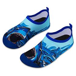 Kinder Badeschuhe Wasserschuhe Strandschuhe Mädchen Junge Schwimmschuhe Barfußschuhe rutschfeste Surfschuhe Sportschuhe Kleinkind Schwimmbad(Big Shark,24/25 EU) von WateLves