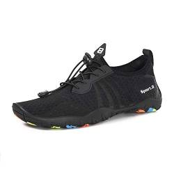 Strandschuhe Damen Herren Wasserschuhe Badeschuhe Unisex Atmungsaktiv Leicht Barfußschuhe rutschfeste für Schwimmen Tauchen (80S Schwarz, 48EU) von WateLves