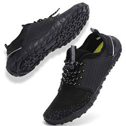 Strandschuhe Damen Herren Wasserschuhe Badeschuhe Unisex Atmungsaktiv Leicht Barfußschuhe rutschfeste für Schwimmen Tauchen (V010 schwarz, 42EU) von WateLves