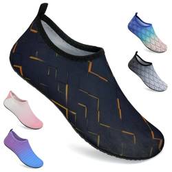 WateLves Badeschuhe Damen Herren Wasserschuhe Schwimmschuhe Strandschuhe Aquaschuhe Surfschuhe für Meer(Quadratisches Schwarzgrau, 40/41 EU) von WateLves