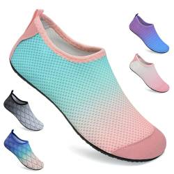 WateLves Badeschuhe Damen Herren Wasserschuhe Schwimmschuhe Strandschuhe Aquaschuhe Surfschuhe für Meer(Rosa Grün, 36/37 EU) von WateLves