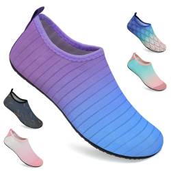 WateLves Badeschuhe Damen Herren Wasserschuhe Schwimmschuhe Strandschuhe Aquaschuhe Surfschuhe für Meer(Tw Blau Lila, 36/37 EU) von WateLves