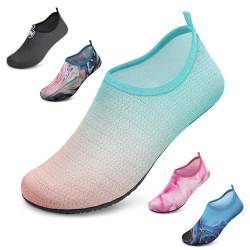 WateLves Badeschuhe Herren Damen Wasserschuhe Strandschuhe Schwimmschuhe Aquaschuhe Schnell Trocknend Barfußschuhe Breathable Surfschuhe Unisex Beach Pool Yoga(Farbverlauf Grün 38/39) von WateLves