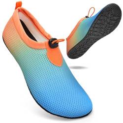 WateLves Badeschuhe Wasserschuhe Herren Damen Schwimmschuhe Strandschuhe Aquaschuhe Schnell Trocknend Breathable Surfschuhe Beach Pool Unisex（Kordelzug Blau Orange 36/37） von WateLves