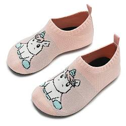 WateLves Hausschuhe Kinder Jungen Mädchen Slipper rutschfeste Leichte Turnschläppchen Flexibe Atmungsaktive Barfuss Pantoffeln Kindergarten Unisex(Einhorn Nackt 34/35 EU) von WateLves