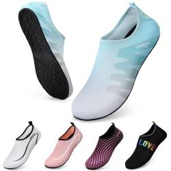 WateLves Wasserschuhe Badeschuhe Damen Herren Aquaschuhe Strandschuhe Schnell Trocknend Slip on Breathable Surfschuhe Unisex Schwimmschuhe für Beach Pool Surfen Yoga Grau Blau 38/39 von WateLves