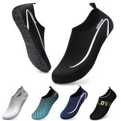 WateLves Wasserschuhe Badeschuhe Damen Herren Aquaschuhe Strandschuhe Schnell Trocknend Slip on Breathable Surfschuhe Unisex Schwimmschuhe für Beach Pool Surfen Yoga Linie Schwarz 48/49 von WateLves