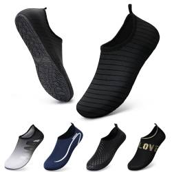 WateLves Wasserschuhe Badeschuhe Damen Herren Aquaschuhe Strandschuhe Schnell Trocknend Slip on Breathable Surfschuhe Unisex Schwimmschuhe für Beach Pool Surfen Yoga Schwarz Gestreift 38/39 von WateLves