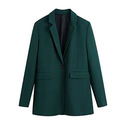 Watrpro Herbst Damen Casual Blazer Single Button Büro Anzug Jacke Weibliche Langarm Gerader Mantel Grün Blau Dark Green Blazers M von Watrpro