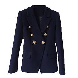 Watrpro Mode Blazer Jacke Damen Klassische Zweireiher Knöpfe Blazer Oberbekleidung Dark Blue M von Watrpro