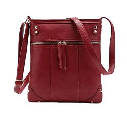 Watwass Damen Cross Body Messenger Tasche Damen Umhängetasche PU Leder Schultertasche mit Reißverschluss von Watwass