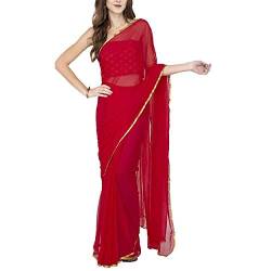 Way2like Saree Chiffon, Bluse, indisch, Bollywood, Party, Tragen, Vorhang, Kleid, Geschenk, rot, One size von Way2like