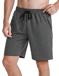 Wayleb Herren Kurze Hose Sport Shorts Sommer Sweathose Jogginghose Leichte Baumwolle Kurz Hosen Einfarbig Freizeithose Gym Fitness Trainingshose, Dunkelgrau L von Wayleb