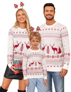 Wayleb Ugly Christmas Sweater Kinder Lustig Weihnachtspullover Familie Set Rentier Strickpullover Herbst Winter Warm Partner Pullover Rundhals 10 Jahre von Wayleb