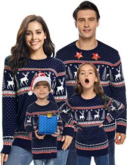 Wayleb Weihnachtspullover Familie Set Weihnachts Pullover Herren Ugly Christmas Jumper Partnerlook Sweater Lustig Weihnachtspulli Men Winter mit Rundhalsausschnitt von Wayleb