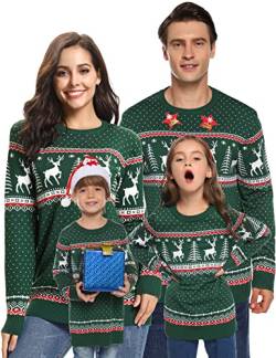 Wayleb Weihnachtspullover Kinder Weihnachtspulli Familie Set Ugly Christmas Sweater Lustig Hässliche Sweatshirt für Jungen Mädchen Cozy Weihnachten Pullover Rundhals Langarm von Wayleb