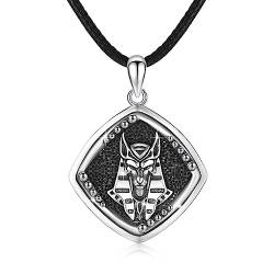 Ägyptische Anubis Halskette 925 Sterling Silber Gott der Unterwelt Anubis Anhänger Ägyptischer Amulett Schmuck Geschenk für Herren Damen von Waysles
