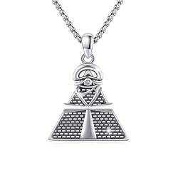 Ägyptische Halskette Herren 925 Sterling Silber Auge des Horus Halskette mit Ankh Pyramide Anhänger Amulett ägyptischer Schmuck Geschenk für Männer Frauen von Waysles